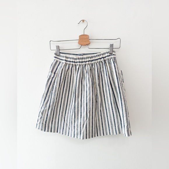 Linen Skirt “Oak + Fort” Button front - Blue/White Stripe Linen- Size Small - Picture 2 of 8